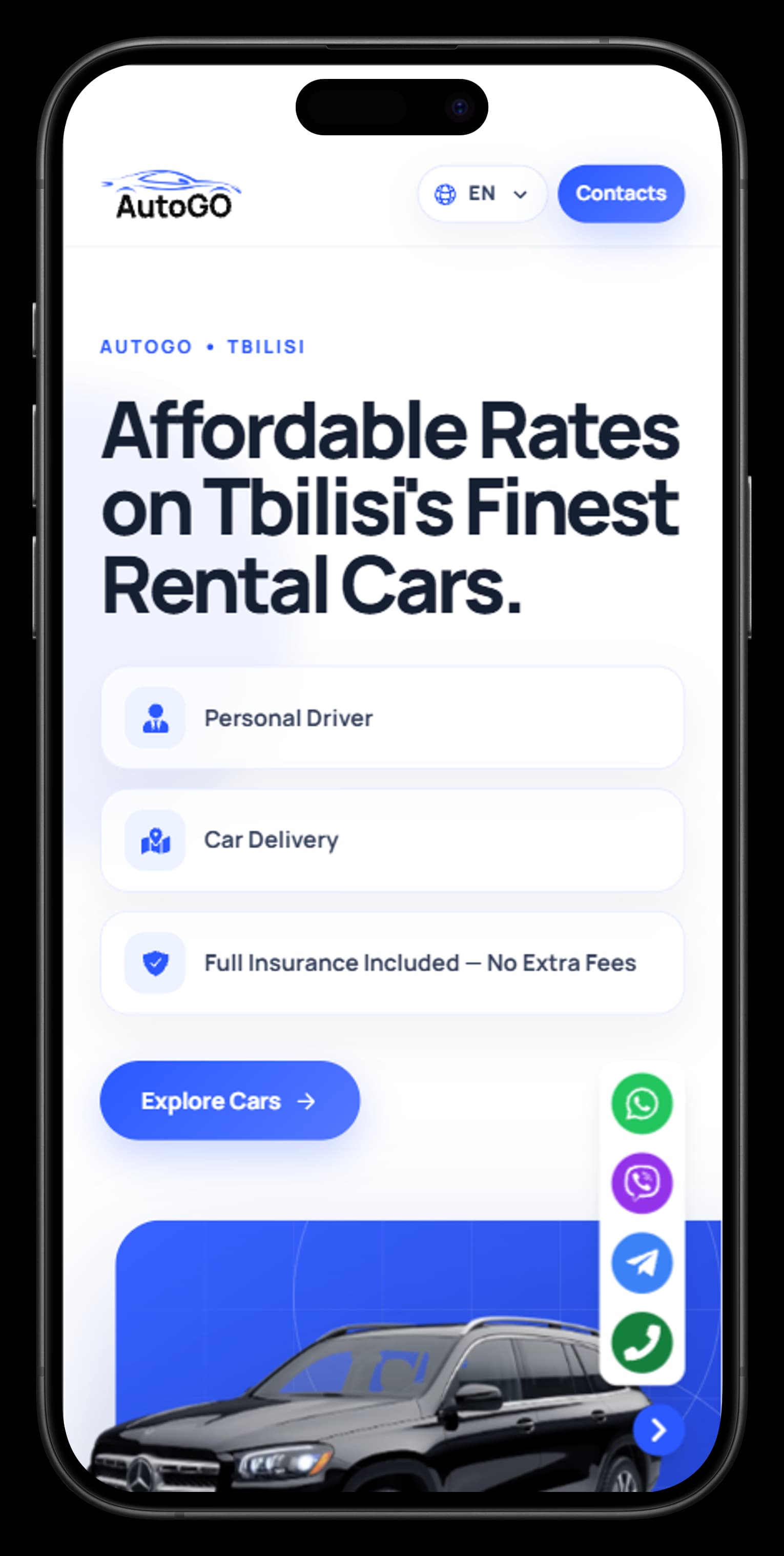AutoGO Tbilisi — Homepage — mobile